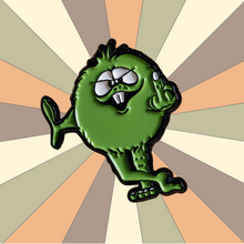 Load image into Gallery viewer, 80&#39;s BMX Retro Decal and Pin | Green BMX Troll Flips Bird | Pin &amp; Sticker Set
