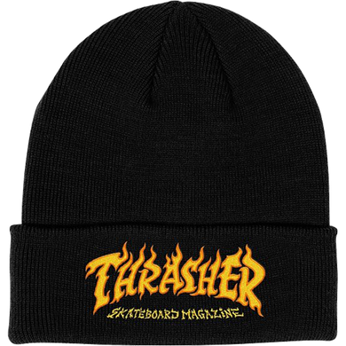 THRASHER FIRE LOGO BEANIE ADJ-BLACK