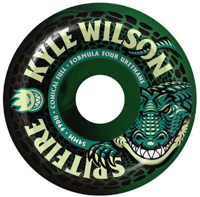 SPITFIRE FORMULA FOUR CONICAL FULL WILSON DEATH ROLL BLACK/GREEN SWIRL 54MM 99D (Set Of 4)
