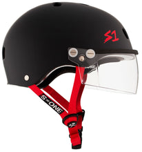 Cargar imagen en el visor de la galería, S1 LIFER VISOR HELMET - GEN 2 - BLACK MATTE W/ RED STRAPS