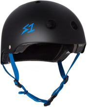 Load image into Gallery viewer, S1 LIFER HELMET - BLACK MATTE W/ BLUE STRAPS