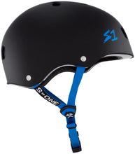 Load image into Gallery viewer, S1 LIFER HELMET - BLACK MATTE W/ BLUE STRAPS