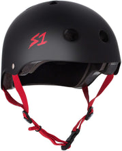 Load image into Gallery viewer, S1 LIFER HELMET - BLACK MATTE W/ RED STRAPS